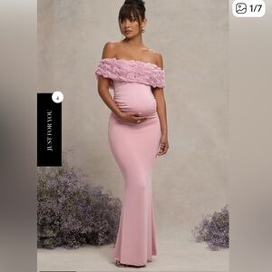 Club L London Blush Off-Shoulder Maternity Gown